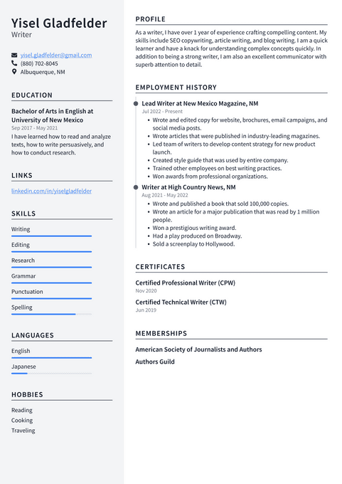 Clean resume template